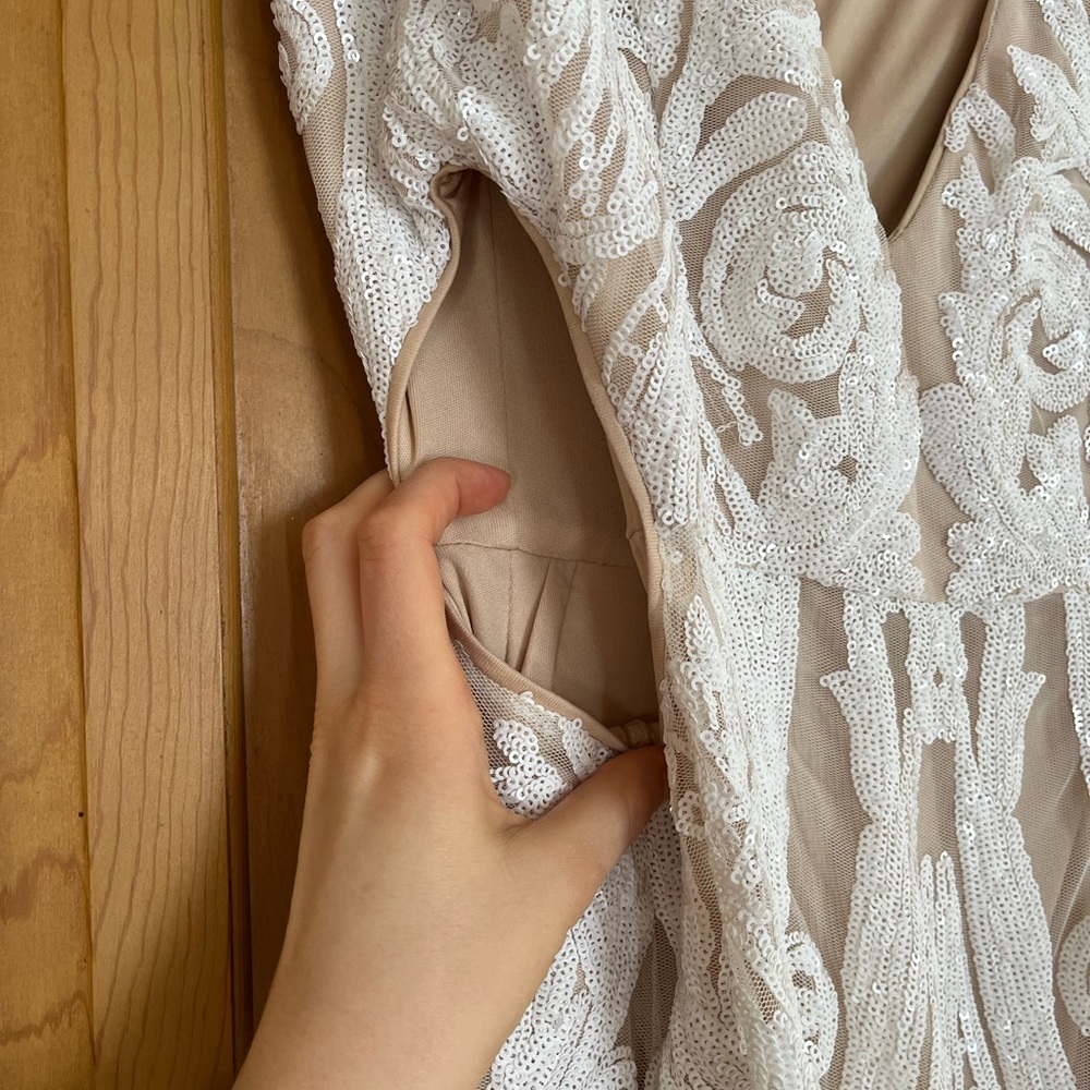Lulu's White and Tan Wedding Dress - Picture 6 of 7